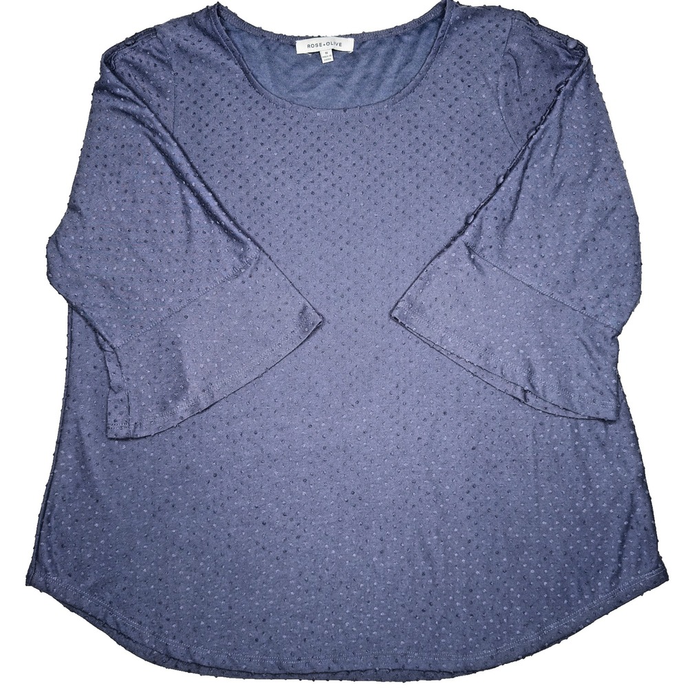 Rose & Olive Shirt Womens 1X Purple Textured Dot 3/4 Sleeve Pullover Top Tunic